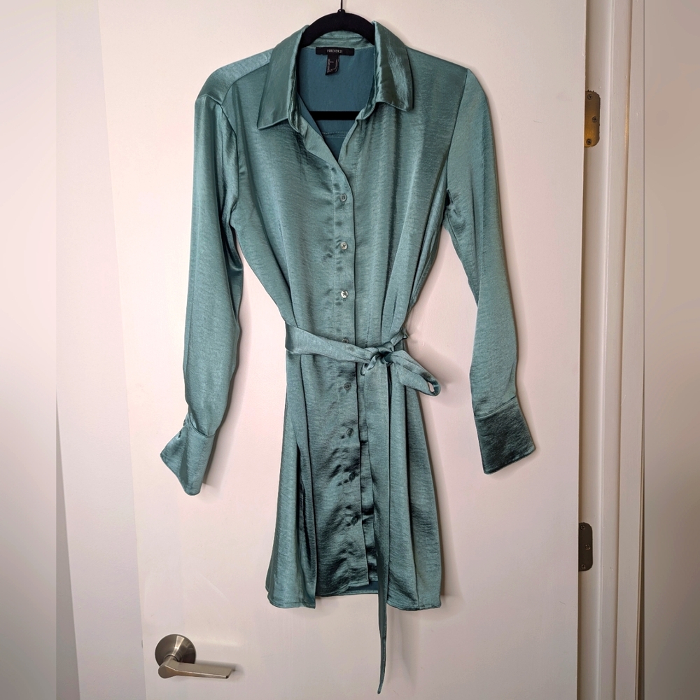 EUC Forever 21 Teal Shirt Dress